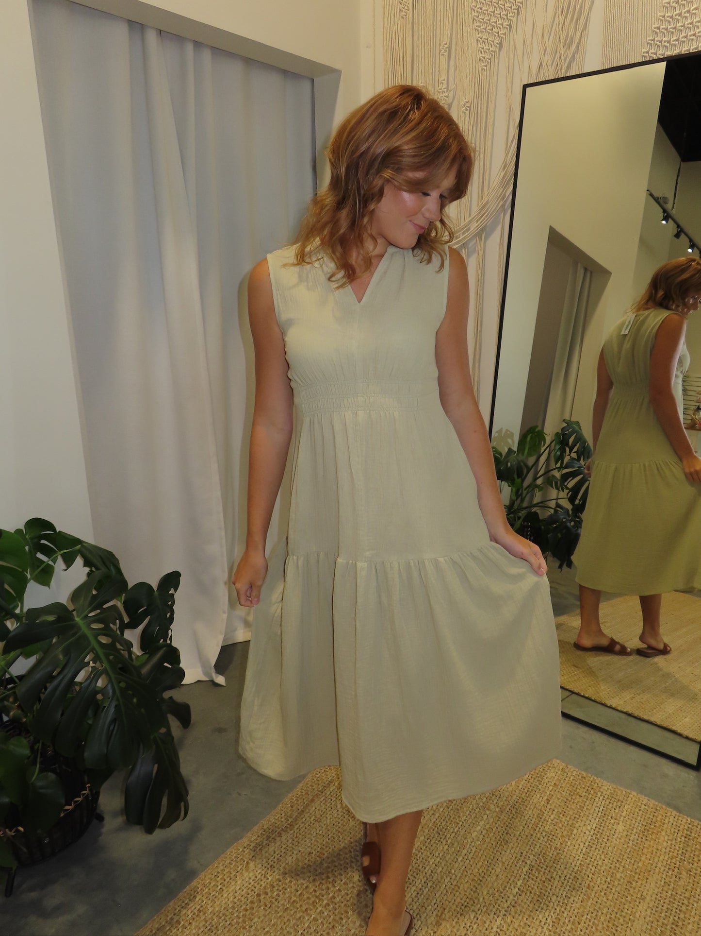 Anna Gauze Midi Dress