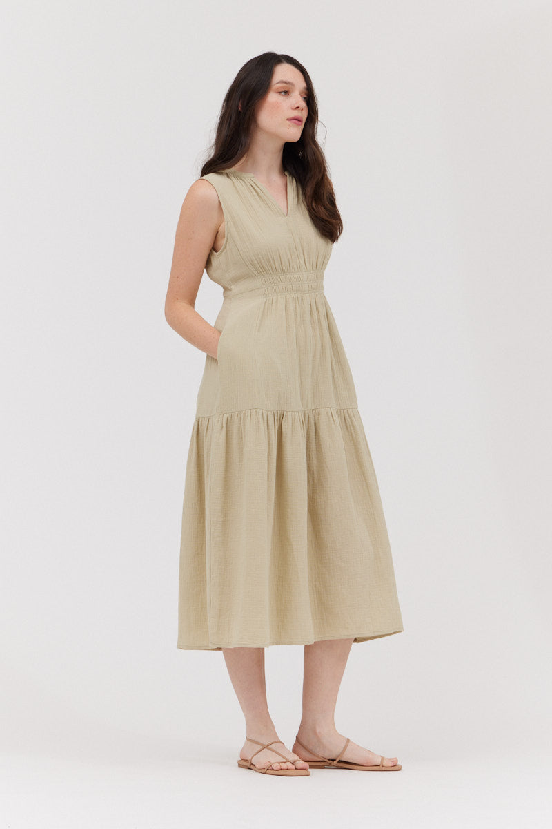 Anna Gauze Midi Dress