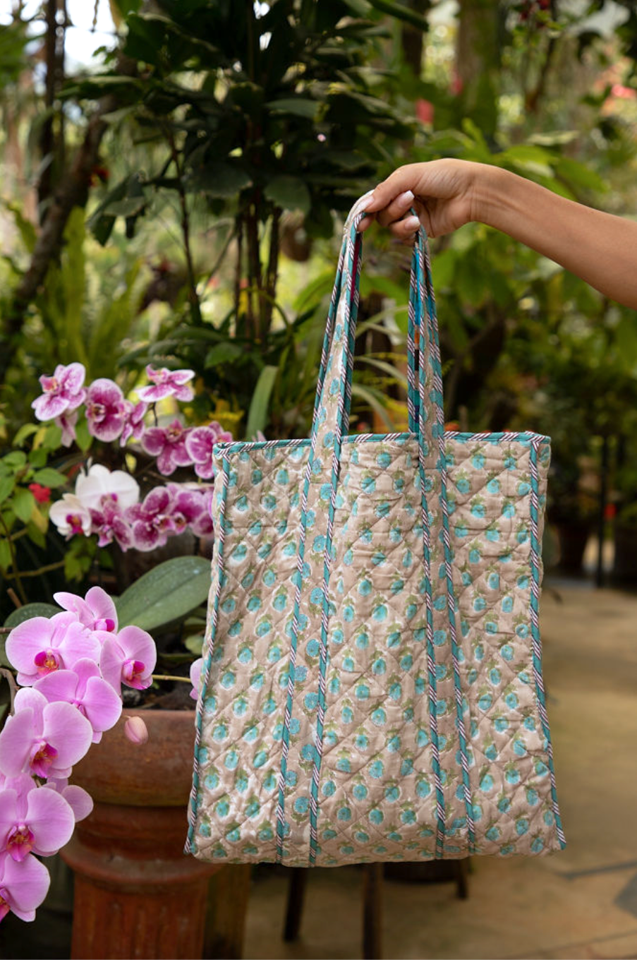 Reversible Quilted Market Bag ~ blue