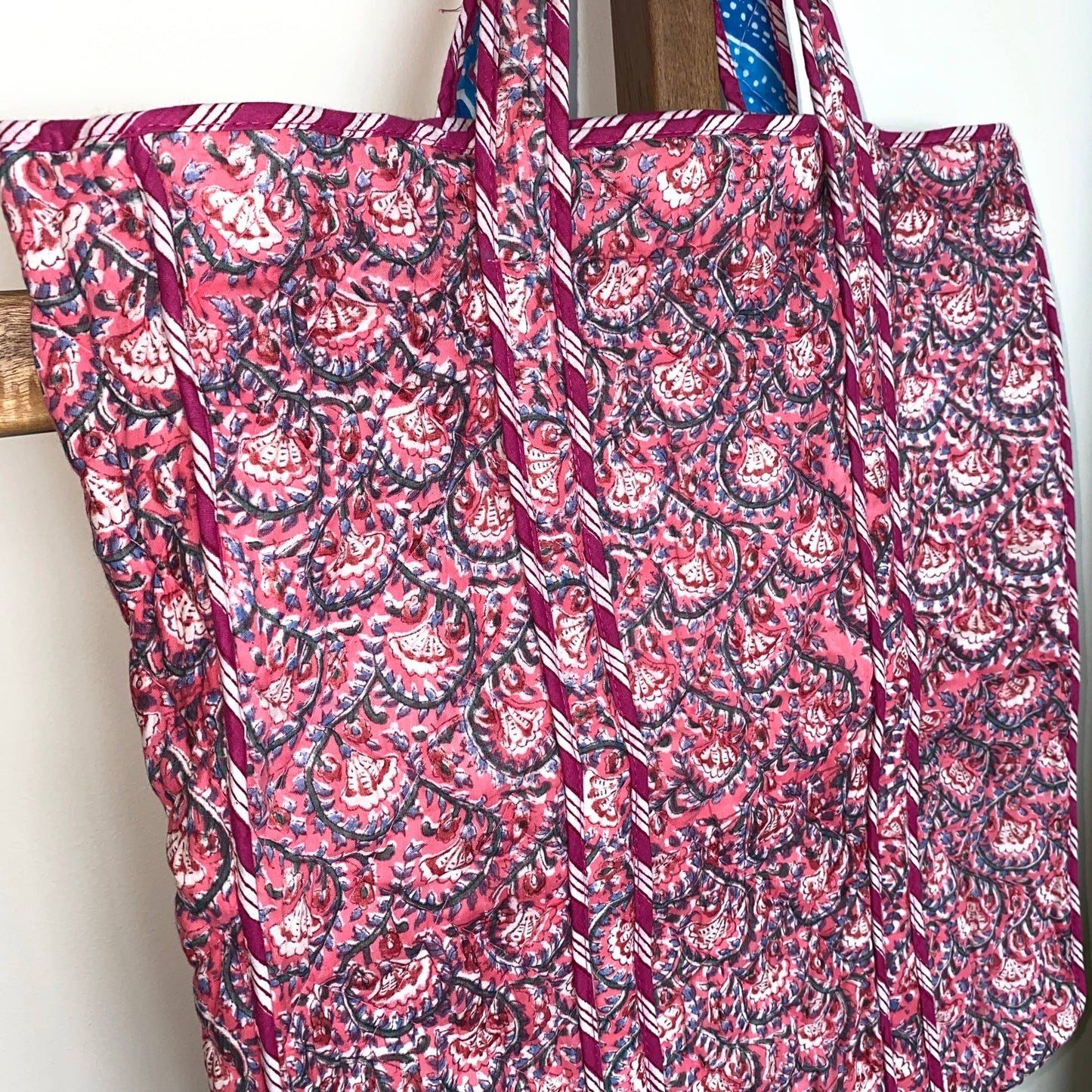 Reversible Quilted Market Bag ~ pink