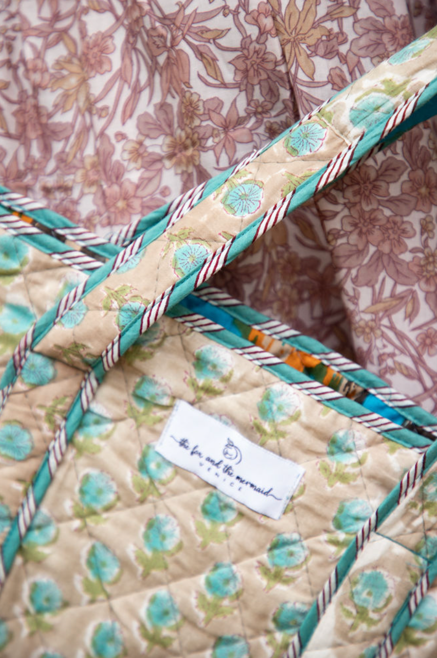 Reversible Quilted Market Bag ~ blue