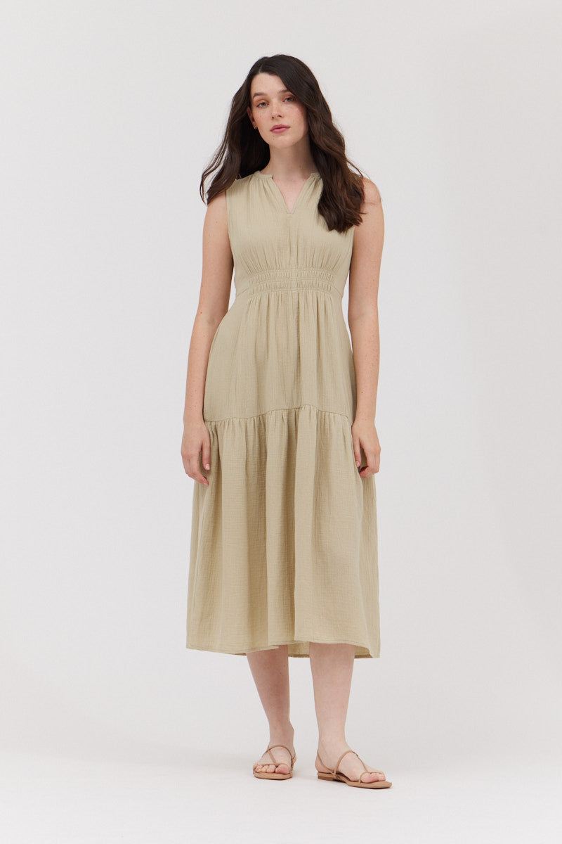 Anna Gauze Midi Dress