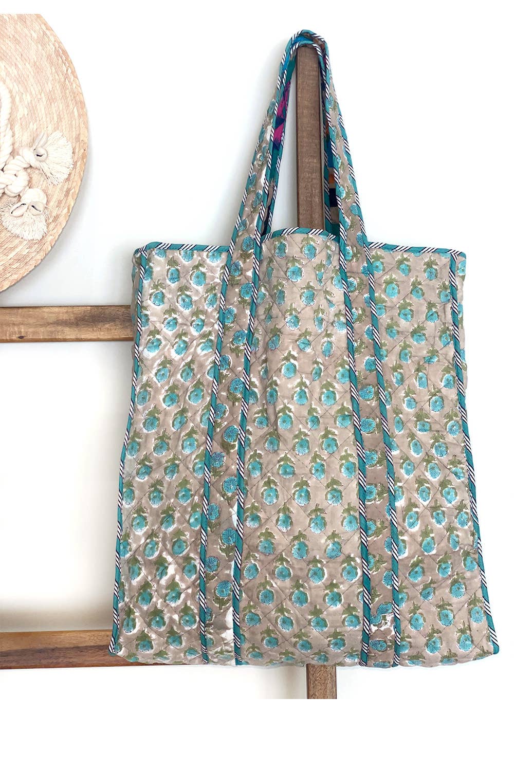 Reversible Quilted Market Bag ~ blue