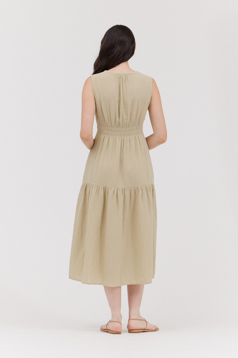 Anna Gauze Midi Dress