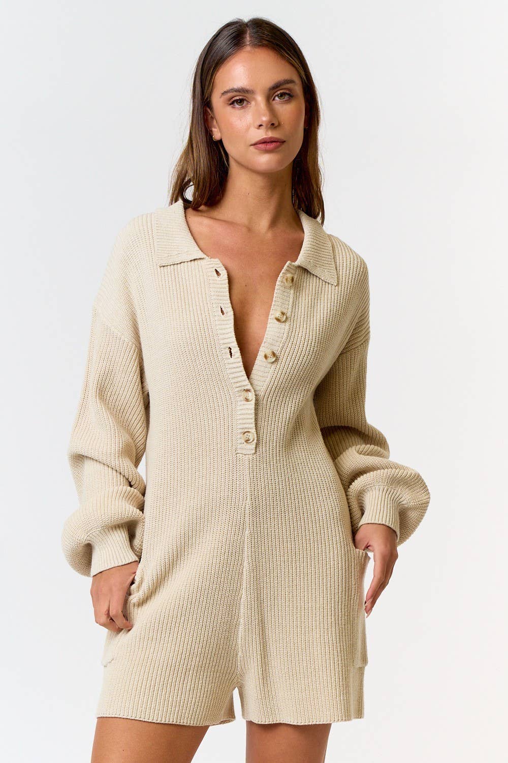 Teller Sweater Romper - Cream