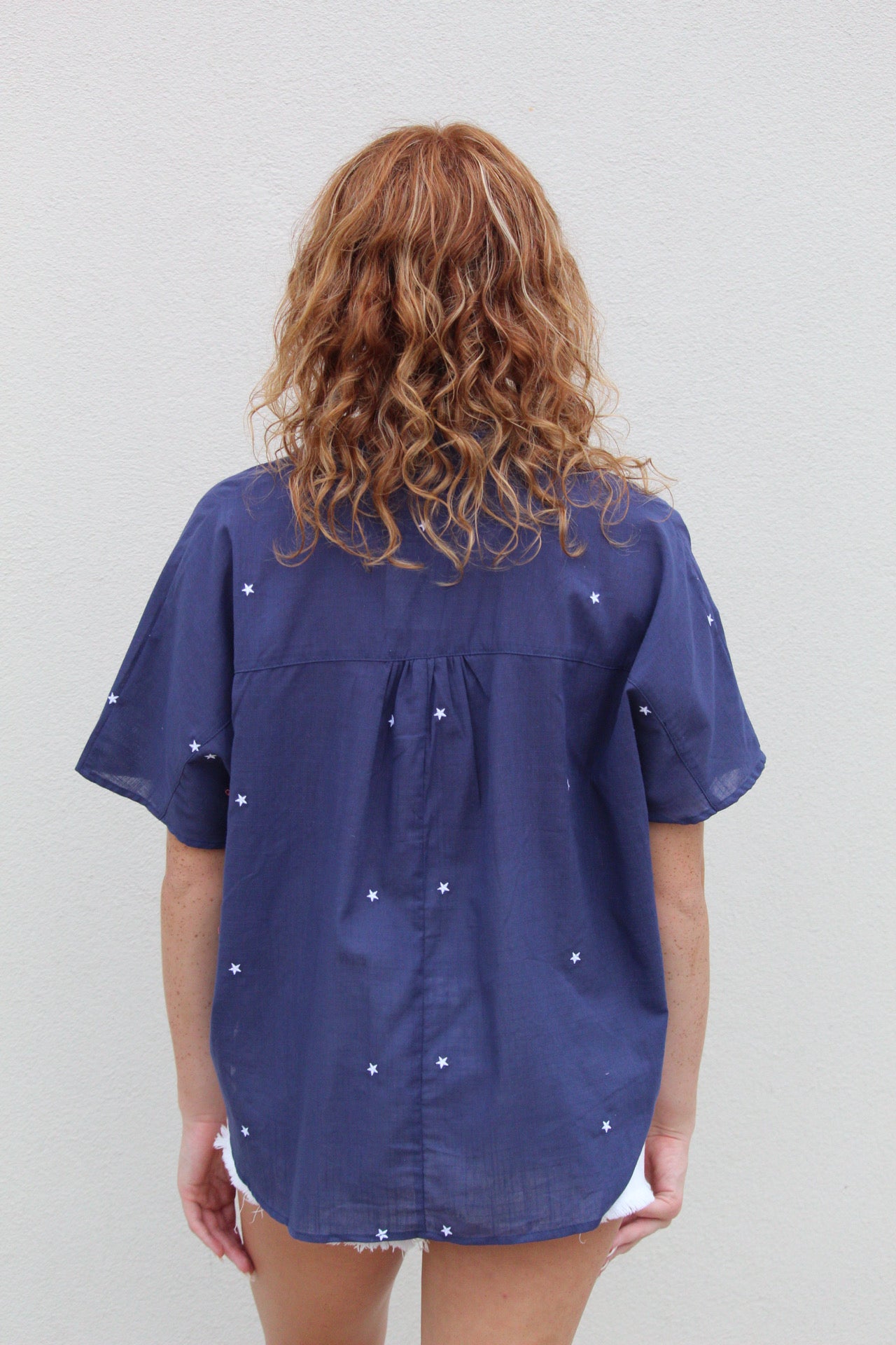 Star Embroidered Top - Navy