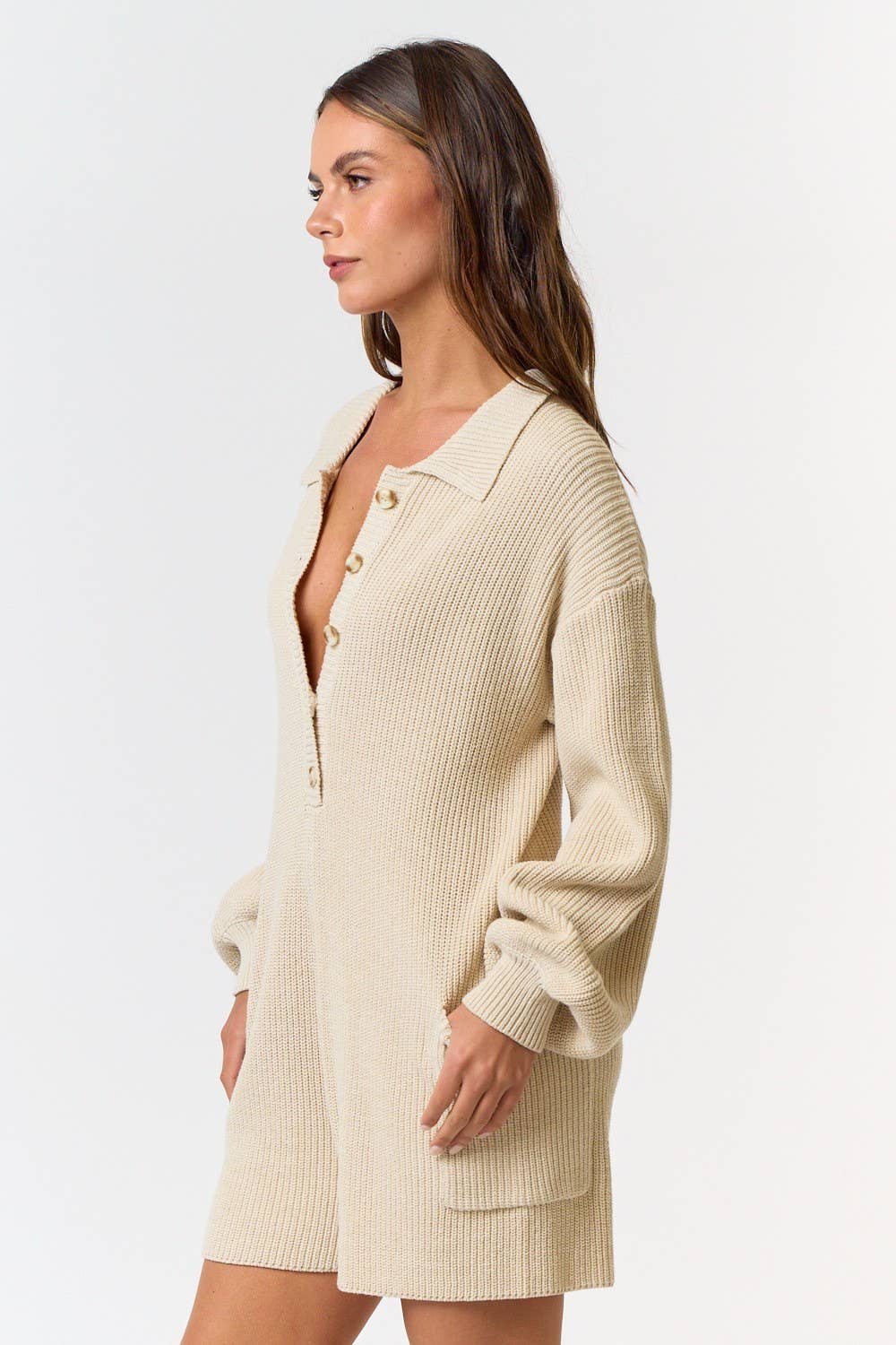 Teller Sweater Romper - Cream