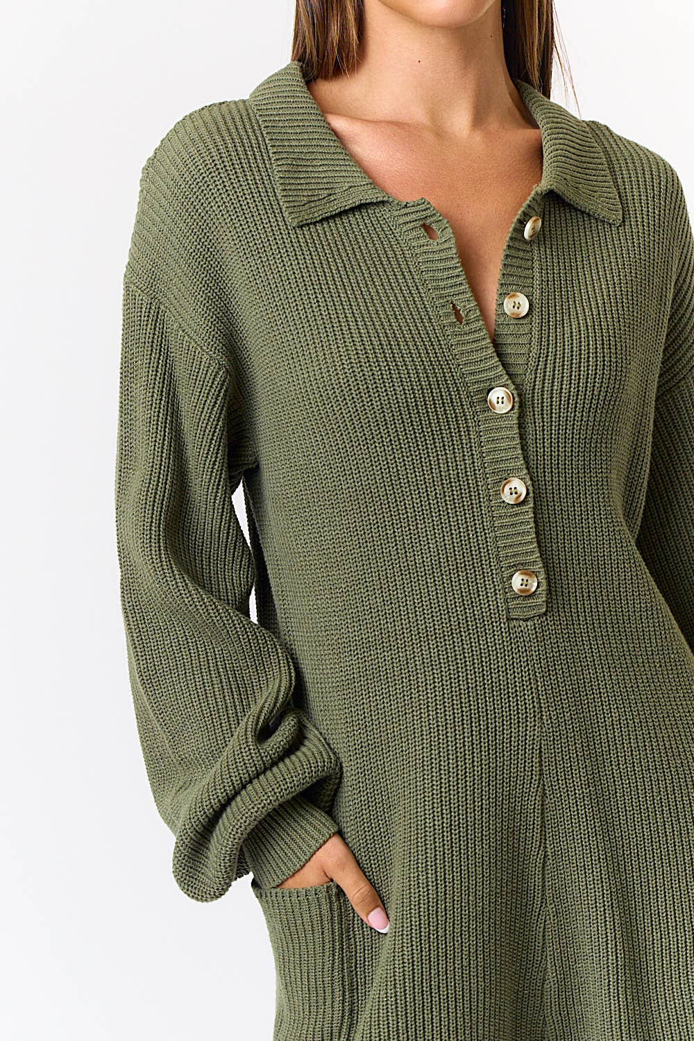 Teller Sweater Romper - Olive