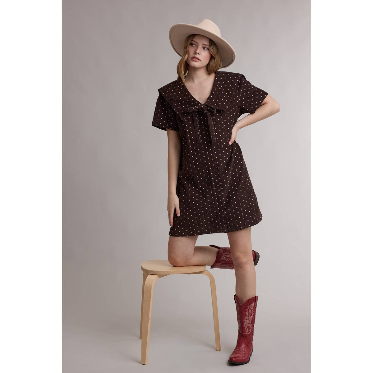 Essie Polka Dot Corduroy Dress