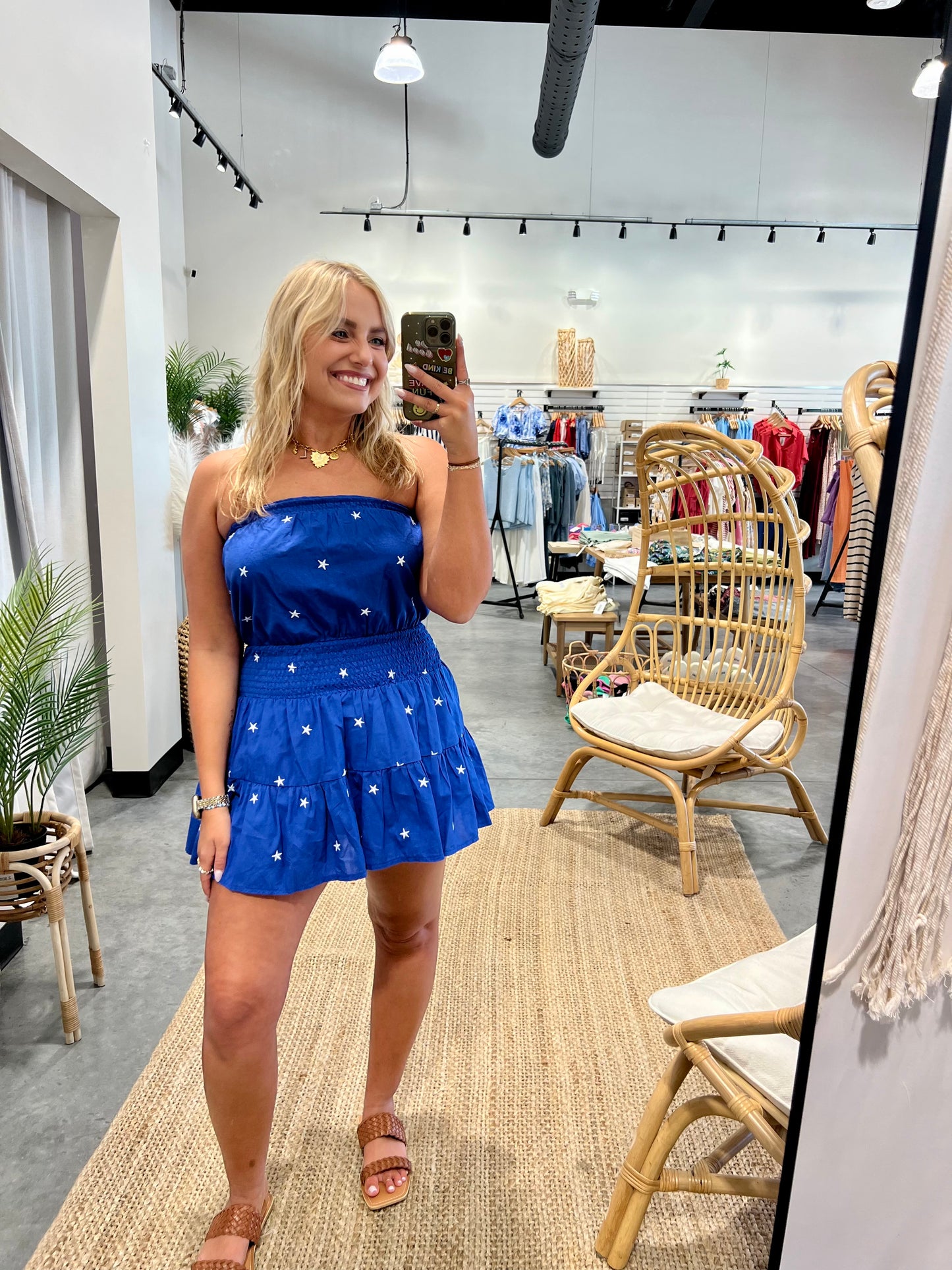 Star Embroidered Romper Dress
