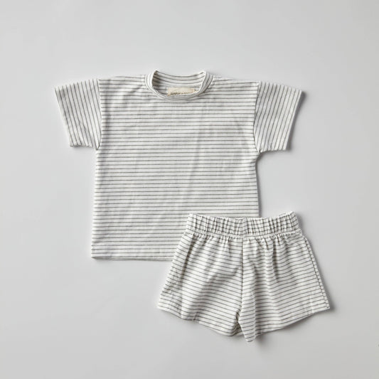 Lou Cotton Set - Grey Stripes