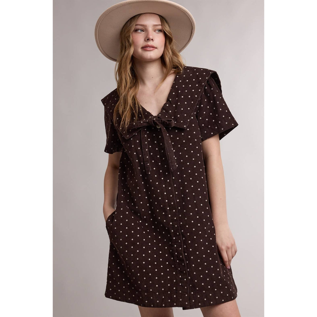 Essie Polka Dot Corduroy Dress