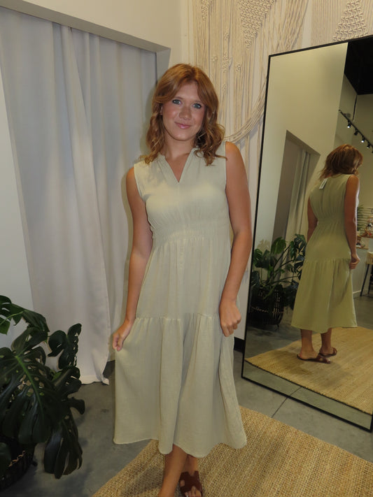 Anna Gauze Midi Dress
