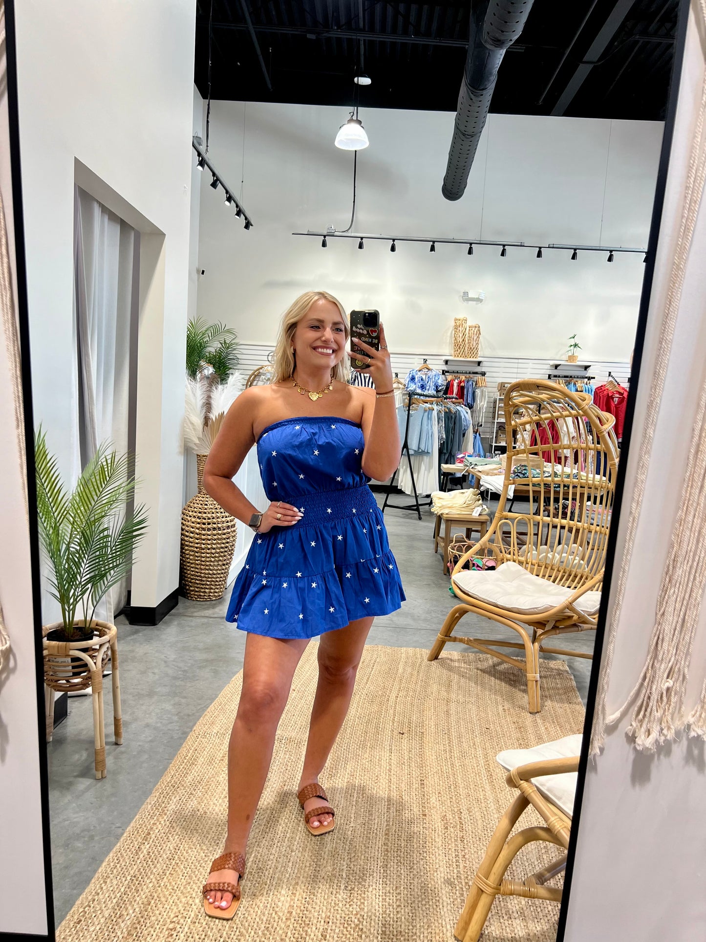 Star Embroidered Romper Dress