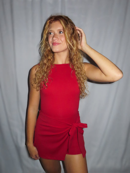 Mollie Athletic Wrap Dress - Red