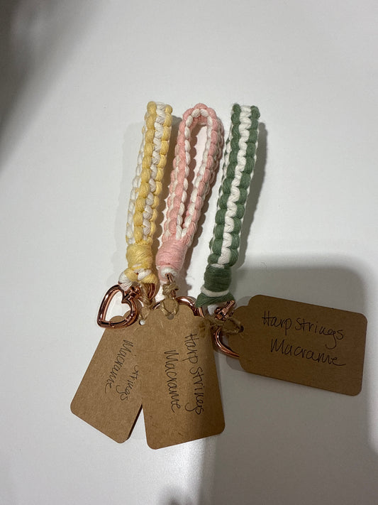 Harp Strings Macrame Hearts Keychain
