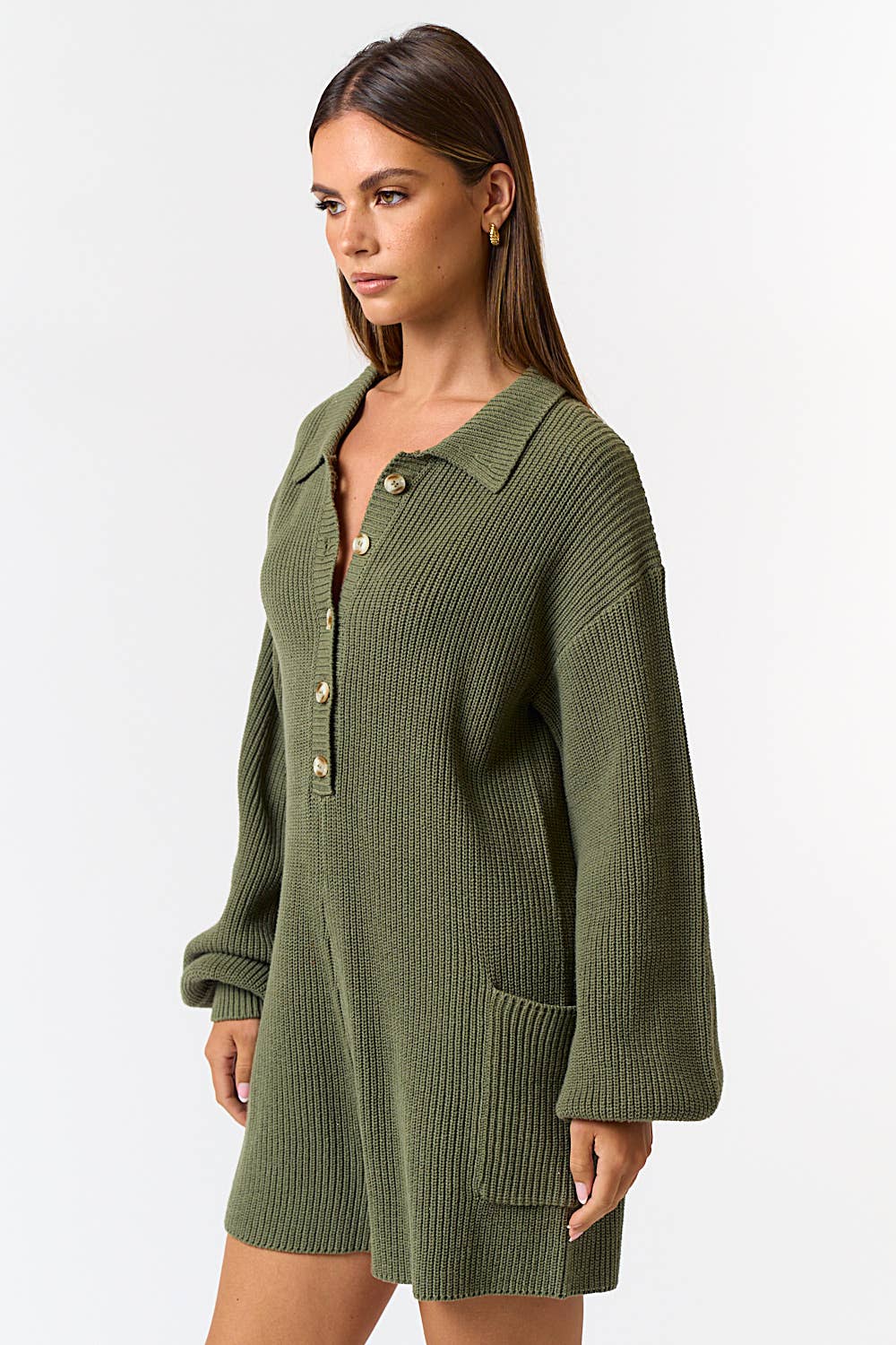 Teller Sweater Romper - Olive