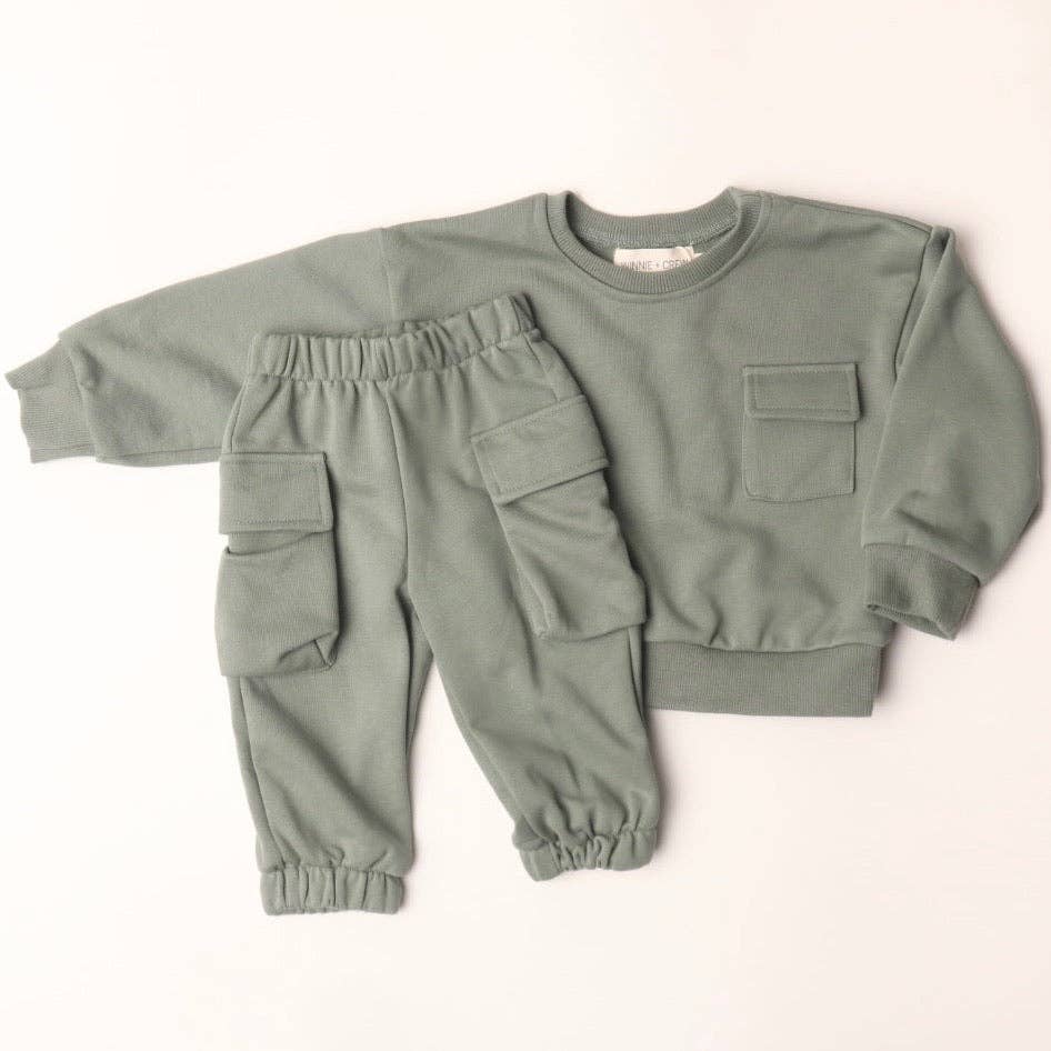 Cargo Sweatshirt Set - Green